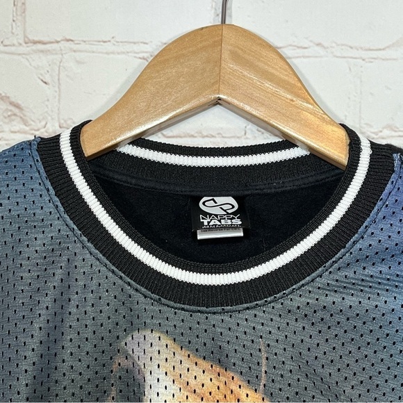 NAPPY TABS Sweatshirt Mens Small Black Lion Mesh Stretch Fleece Made In USA - Picture 3 of 11